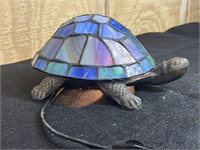 8" Tiffany Style Stained Glass Turtle Accent Lamp