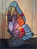 10" Tiffany Style Stained Glass Butterfly Lamp