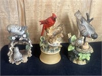 3 Bird and Nest Porcelain Pieces (2 Music Boxes)
