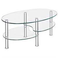 E3081  Costway Oval Glass Side Table