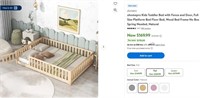 E2859 Toddler Bed w/ Fence and Door Natural Full