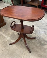 Antique Solid Wood Oval Top 2-Tier Accent Table