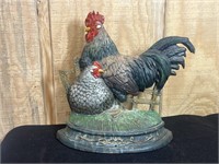 Cast Iron Farm Rooster Painted Home Decor Doorstop
