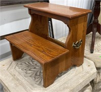 Oak Library Steps Wooden Portable 2-Step Stool
