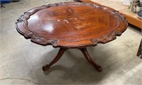 Ornate Carved Round Top Coffee Table. Has Areas