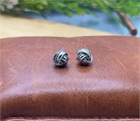 Epiphany Platinum Clad Silver Knot Stud Earrings.