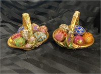 2 Miniature Baskets Filled with Beautiful Ornate