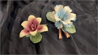 2 Capodimonte Flowers. Lily and Blue Dianthus