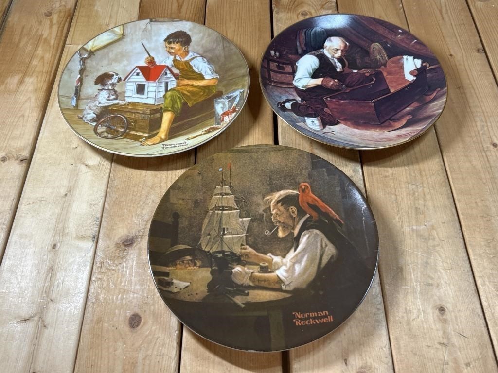 3 Norman Rockwell Painting Plates