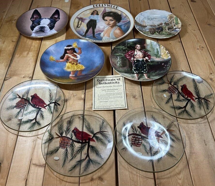 9 Plates - 4 Cardinal, 2 Hawaiian, 1 Elizabeth