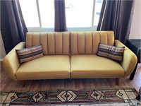 Green/Yellow Futon Couch with Pillows