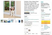 G933  PetSafe Sliding Glass Pet Door 75 7/8-80 1
