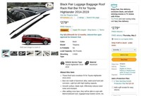 FB2822  Toyota Highlander Roof Rack Rail Bar Blac