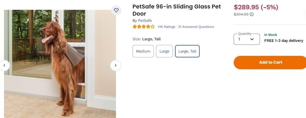 G908  PetSafe Glass Pet Door Large-Tall 96