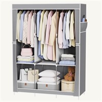 E2508  Riousery Hanging Wardrobe Grey 6 Shelves