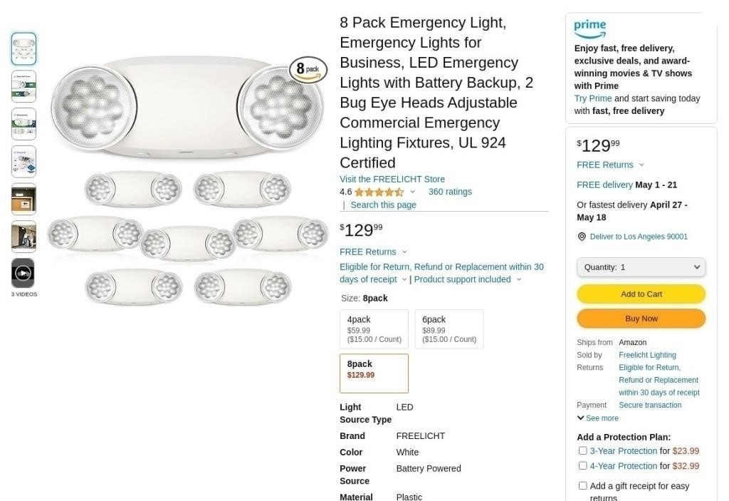 C7140  Commercial Emergency Light LED 8 Pack