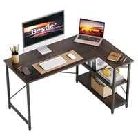 N4872  Brown L-Shaped Desk with Storage
