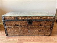 Vintage Wooden Chest with Glass Top