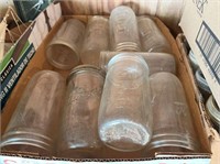 GROUP OF 9 TALL WIDE MOUTH CANNING JARS