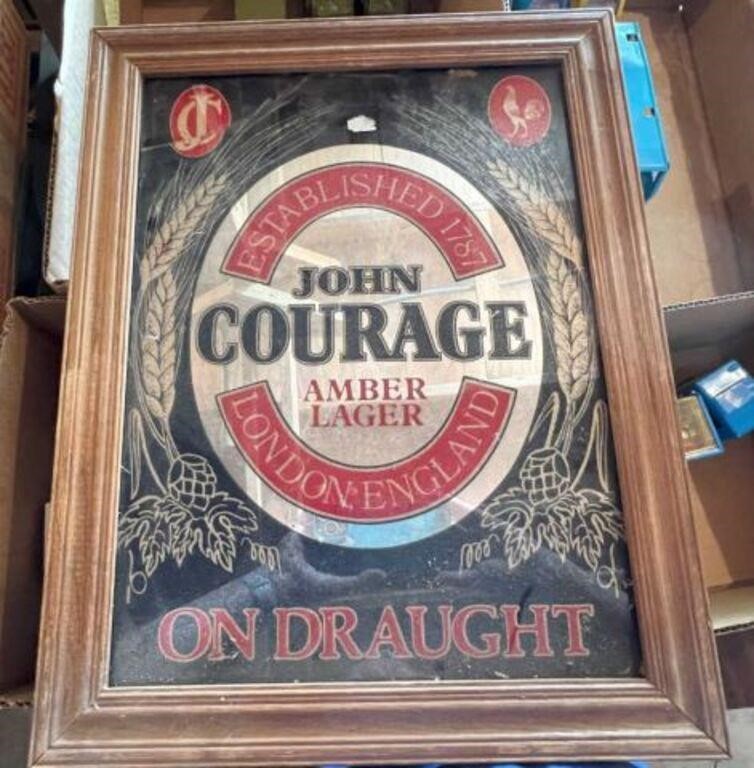 FRAMED "JOHN COURAGE LAGER" SIGN