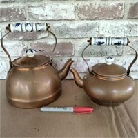 (2 PCS) COPPER KETTLES WITH CERAMIC