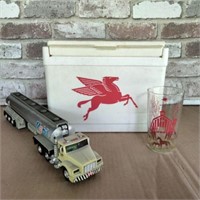 GROUP OF MOBIL COLLECTIBLES - COOLER,