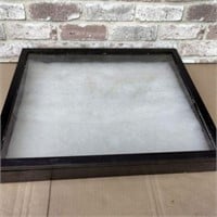 BLACK TABLETOP DISPLAY CASE WITH GLASS TOP