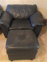 Leather Accent Chair & Ottoman