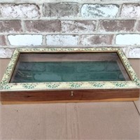 HAND-PAINTED TABLE TOP TRINKET DISPLAY CASE WITH