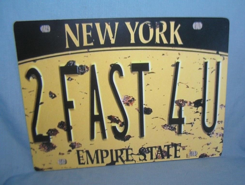 2 Fast 4 U New York license plate type retro style