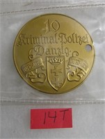 German Danzig criminal police medallion