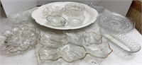Pfaltzgraff Turkey Platter & Clear Glass Serving