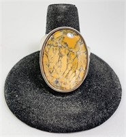 Sterling Mexican Jasper Ring 10 Grams Size 10.5