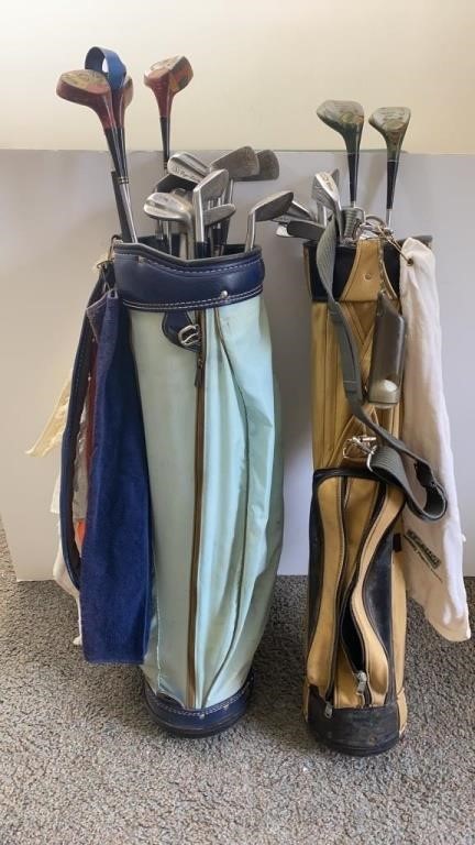 (2) Sets of Vtg Golf Clubs & Bags