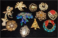 Rhinestone brooches and pins