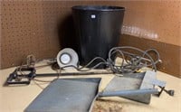 Metal Trash Can, mud mixer, Dust pans & lights