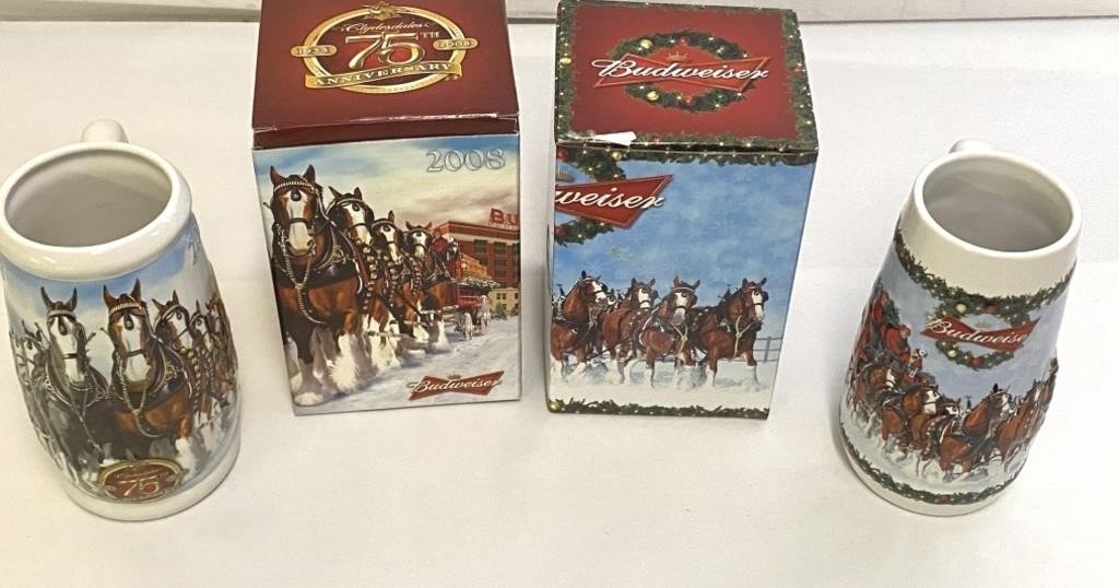 Budweiser Beer Steins New in Boxes