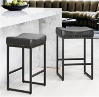 24'' LEATHER BAR STOOL SET OF 2- ASSEMBLY REQ'D