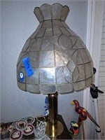 SET OF 2 CAPIZ SHELL & BRASS LAMPS