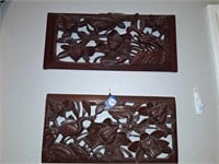 DARK WOOD CARVED WALL PLAQUES