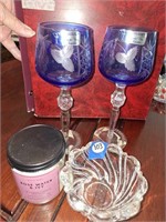 2 POLISH COBALT CUT TO CLEAR WINES, MORE