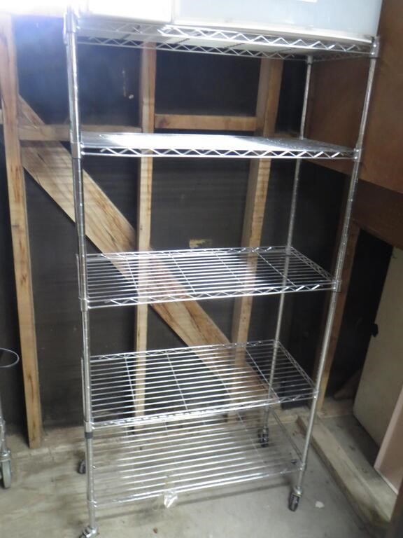 30"x14"x58" Rolling Stainless Finish Rolling Rack