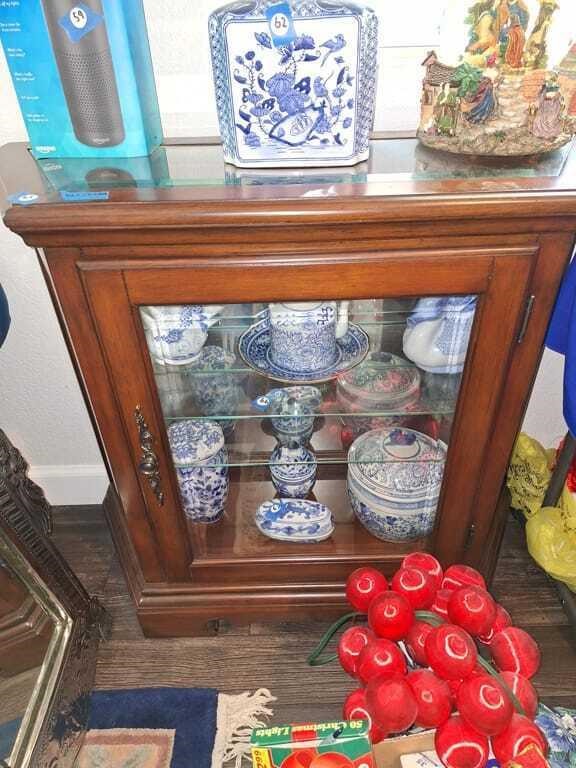 CURIO CABINET WITH GLASS INSERTS