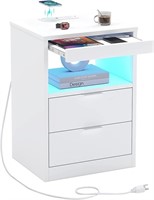 Led Nightstand White Nightstand With Wireless