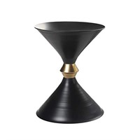 Modern Black and Gold Drum Side Table