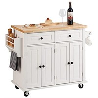 VEVOR Kitchen Island Cart with Solid Wood Top,
