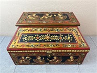 Vintage Anglo Raj Hand Painted Wooden Chest