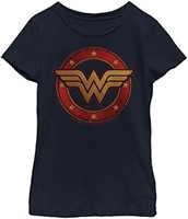 DC Comics Girl's Wonder Woman Metal Logo T-Shirt,