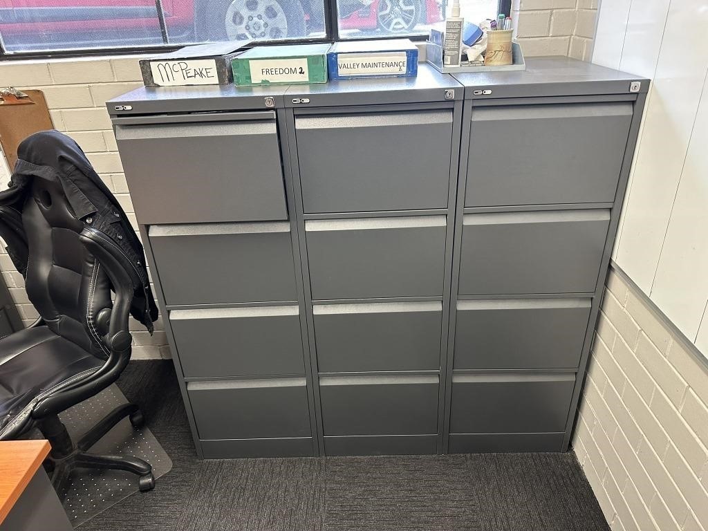 3 Steel 4 Drawer Filing Cabinets