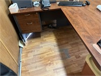 Timber L Shaped Office Desk with 2 Drawer Return
